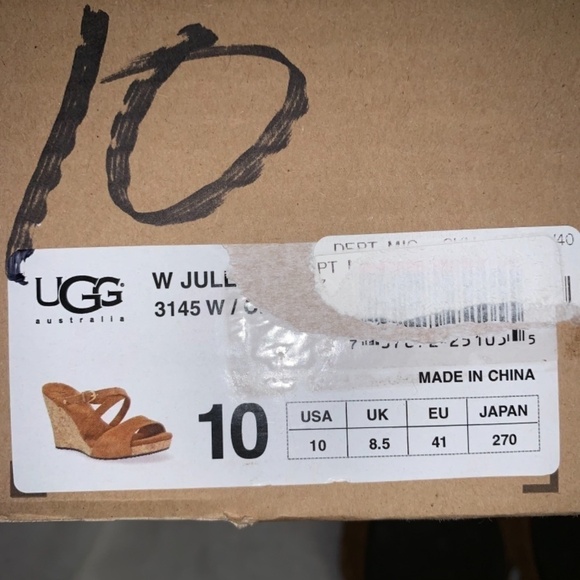 Ugg (EUC) Suede Leather Platform Wedge sandals, Sz. 10 - Picture 3 of 10